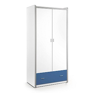 Kleiderschrank BONNY-12, 2-trg, 100cm, Weiß Blau