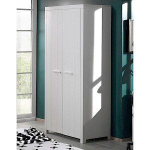 Kleiderschrank CANNES-12 mit 2 Türen, weiß lackiert, B x H x T ca. 99,5 x 205,5 x 57,5 cm