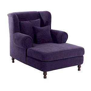 Big-Sessel inkl. 2x Zierkissen 55x55cm + 40x40cm MAREILLE-23 Veloursstoff Farbe violett Sitzhärte mittel B: 103cm T: 149cm H: 103cm