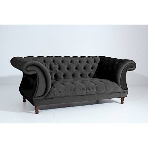 Sofa 2-Sitzer IVETTE-23 Samtvelours Farbe schwarz Sitzhärte mittel B: 200cm T: 100cm H: 80cm