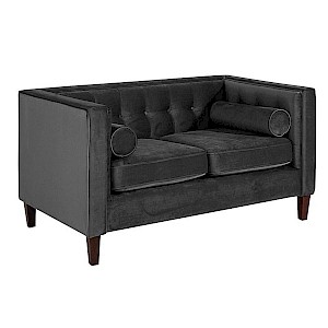 Sofa 2-Sitzer JERONIMO-23 Samtvelours Farbe schwarz Sitzhärte mittel B: 154cm T: 85cm H: 80cm