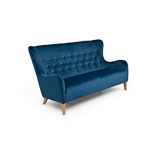 Sofa 2,5-Sitzer MEDINA-23 Samtvelours Farbe blau mit gelben Knöpfen Sitzhärte fest B: 190cm T: 93cm H: 103cm