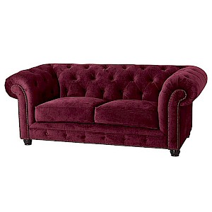 Sofa 2-Sitzer ORLEANS-23 Samtvelours Farbe burgund Sitzhärte mittel B: 196cm T: 100cm H: 77cm