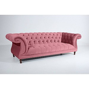 Sofa 3-Sitzer IVETTE-23 Samtvelours Farbe rosé Sitzhärte mittel B: 253cm T: 100cm H: 80cm