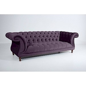 Sofa 3-Sitzer IVETTE-23 Samtvelours Farbe purple Sitzhärte mittel B: 253cm T: 100cm H: 80cm
