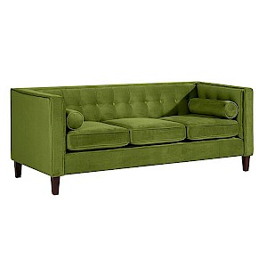 Sofa 3-Sitzer JERONIMO-23 Samtvelours Farbe oliv Sitzhärte mittel B: 215cm T: 85cm H: 80cm