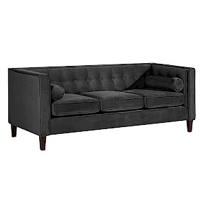 Sofa 3-Sitzer JERONIMO-23 Samtvelours Farbe schwarz Sitzhärte mittel B: 215cm T: 85cm H: 80cm