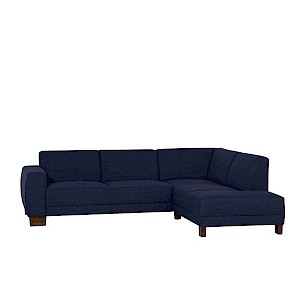 Sofa 2,5-Sitzer links mit Ecksofa rechts BLACKPOOL-23 Flachgewebe (Leinenoptik) Farbe dunkelblau Sitzhärte mittel B: 248cm T: 188cm H: 75cm