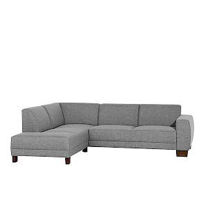 Ecksofa links mit Sofa 2,5-Sitzer rechts BLACKPOOL-23 Flachgewebe (Leinenoptik) Farbe grau Sitzhärte mittel B: 248cm T: 188cm H: 75cm