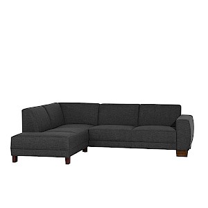 Ecksofa links mit Sofa 2,5-Sitzer rechts BLACKPOOL-23 Flachgewebe (Leinenoptik) Farbe schwarz Sitzhärte mittel B: 248cm T: 188cm H: 75cm