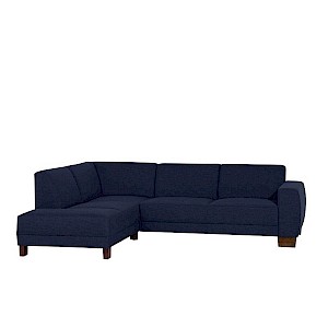 Ecksofa links mit Sofa 2,5-Sitzer rechts BLACKPOOL-23 Flachgewebe (Leinenoptik) Farbe dunkelblau Sitzhärte mittel B: 248cm T: 188cm H: 75cm