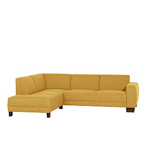 Ecksofa links mit Sofa 2,5-Sitzer rechts BLACKPOOL-23 Flachgewebe (Leinenoptik) Farbe gelb Sitzhärte mittel B: 248cm T: 188cm H: 75cm