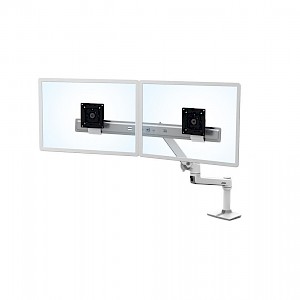 Ergotron LX Dual Monitorarm für zwei Monitore bis 63,5 cm 25 Zoll nebeneinander Tischhalterung weiß
