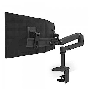 Ergotron LX Dual Monitorarm für zwei Monitore bis 63,5 cm 25 Zoll nebeneinander Tischhalterung schwarzmatt
