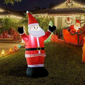 HOMCOM® LED-Weihnachtsmann | Selbstaufblasend | 80 x 40 x 120 cm | Rot
