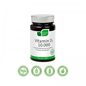 NICApur Vitamin D3 10.000 - 1 x wöchentlich für Immunsystem, Knochen & Muskeln