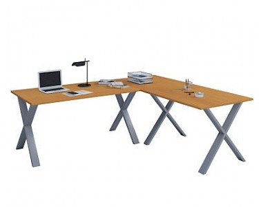 VCM Eckschreibtisch, Schreibtisch, Büromöbel, Computertisch, Winkeltisch, Tisch, Büro, Lona, 190 x 160 x 80 cm braun