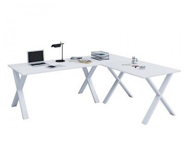 VCM Eckschreibtisch, Schreibtisch, Büromöbel, Computertisch, Winkeltisch, Tisch, Büro, Lona, 190 x 160 x 80 cm weiß
