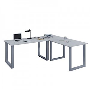 VCM Eckschreibtisch, Schreibtisch, Büromöbel, Computertisch, Winkeltisch, Tisch, Büro, Lona, 190 x 190 x 80 cm grau