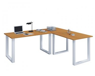 VCM Eckschreibtisch, Schreibtisch, Büromöbel, Computertisch, Winkeltisch, Tisch, Büro, Lona, 220 x 160 x 80 cm braun