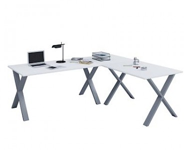 VCM Eckschreibtisch, Schreibtisch, Büromöbel, Computertisch, Winkeltisch, Tisch, Büro, Lona, 220 x 160 x 80 cm weiß