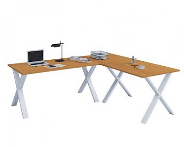 VCM Eckschreibtisch, Schreibtisch, Büromöbel, Computertisch, Winkeltisch, Tisch, Büro, Lona, 190 x 190 x 80 cm braun