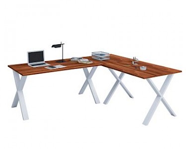 VCM Eckschreibtisch, Schreibtisch, Büromöbel, Computertisch, Winkeltisch, Tisch, Büro, Lona, 220 x 160 x 80 cm braun