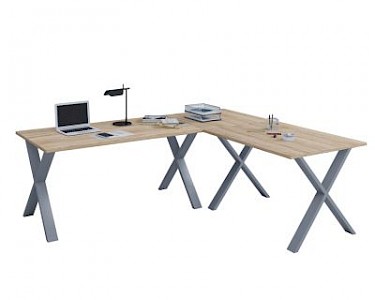 VCM Eckschreibtisch, Schreibtisch, Büromöbel, Computertisch, Winkeltisch, Tisch, Büro, Lona, 220 x 190 x 80 cm braun