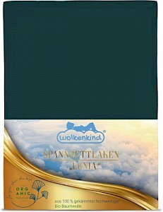 wolkenkind® Spannbettlaken aus Bio-Baumwolle LONIA Bettlaken petrol Gr. 160 x 200