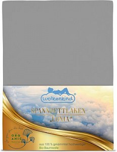 wolkenkind® Spannbettlaken aus Bio-Baumwolle LONIA Bettlaken hellgrau Gr. 160 x 200