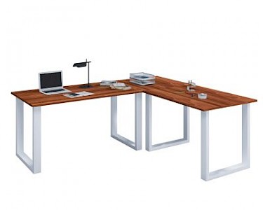 VCM Eckschreibtisch, Schreibtisch, Büromöbel, Computertisch, Winkeltisch, Tisch, Büro, Lona, 220 x 220 x 80 cm braun