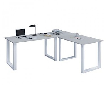 VCM Eckschreibtisch, Schreibtisch, Büromöbel, Computertisch, Winkeltisch, Tisch, Büro, Lona, 220 x 220 x 80 cm grau
