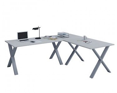 VCM Eckschreibtisch, Schreibtisch, Büromöbel, Computertisch, Winkeltisch, Tisch, Büro, Lona, 220 x 220 x 80 cm grau