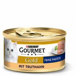 GOURMET Gold Feine Pastete Katzennassfutter mit Truthahn 12x85g