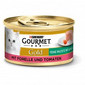 GOURMET Gold Feine Pastete Katzennassfutter mit Forelle & Tomaten 12x85g