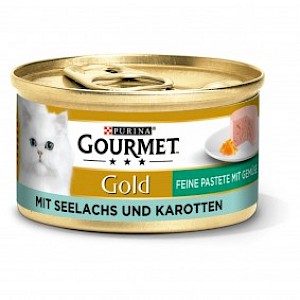 GOURMET Gold Feine Pastete Katzennassfutter mit Seelachs & Karotten 12x85g
