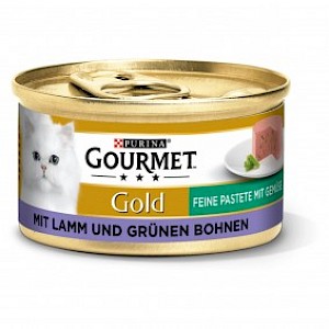 GOURMET Gold Feine Pastete Katzennassfutter mit Lamm & Grünen Bohnen 12x85g