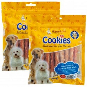 Hansepet Hundesnack Cookies Delikatess-Hähnchenfilet auf Kaurolle 2x200g