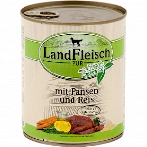 Landfleisch Pur Landfleisch Hunde-Nassfutter Dog Pur Pansen & Reis 12x800g